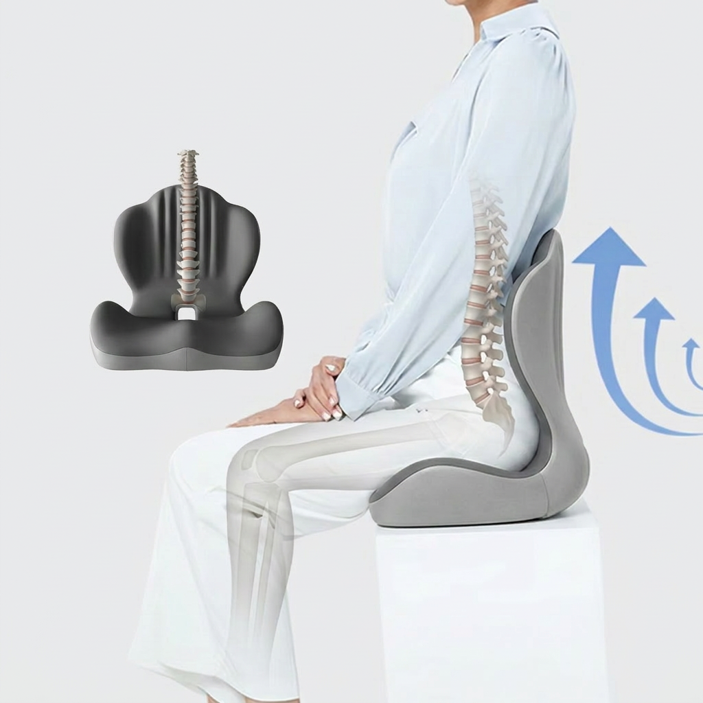 Orthopedix Support Seat memory-foam coccyx cushion on office chair