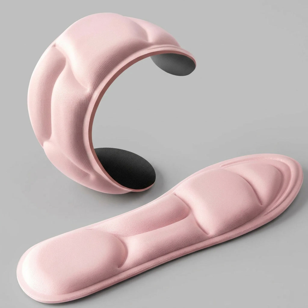 CloudStep memory-foam orthotic insoles in pink and slate grey