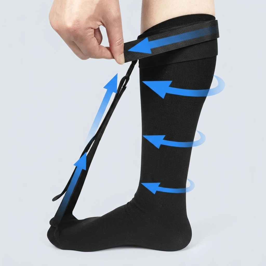 FlexStride plantar fasciitis compression sock with dorsiflexion strap