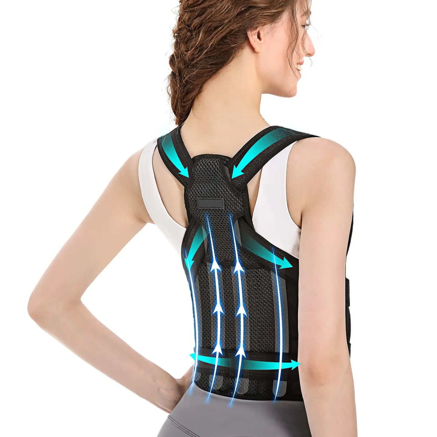 Adjustable posture brace fit detail — upper-back support straps